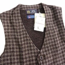 新品 2.4万 gim ジム 日本製 シェットランド ウール チェック ツイード ベスト M 茶 【I55271】 British Wool ジレ 秋冬 メンズ ニット_画像4