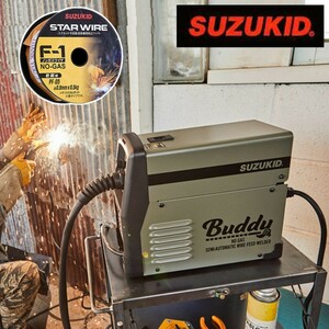 新品　軟鉄ノンガスワイヤー付き　100V SUZUKID スズキッド buddy80 インバーター　直流半自動溶接機　モスグリーン