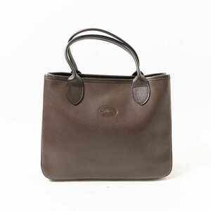 【1円スタート】LONGCHAMP ロンシャン トートバッグ ダークブラウン こげ茶 レザー 本革 レディース 手さげ シンプル 無地 きれいめ bag 鞄