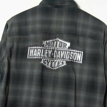 HARLEY DAVIDSON ハーレーダビッドソン サイズM 長袖 チェックシャツ グレー系 コットン100％ ラウンドカット メンズ 古着 カジュアル_画像5