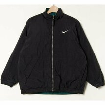 NIKE ナイキ キッズ サイズL ダウンジャケット リバーシブル ナイロン ジップアップ 黒/ブラック 緑/グリーン 古着 秋冬 カジュアル 子供_画像1