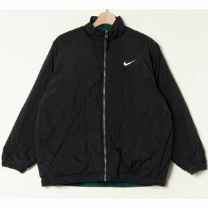 NIKE ナイキ キッズ サイズL ダウンジャケット リバーシブル ナイロン ジップアップ 黒/ブラック 緑/グリーン 古着 秋冬 カジュアル 子供