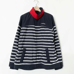 Tommy Hilfiger トミー ヒルフィガー ボーダー柄 ハイネックジャケット 上着 ジップアップ Mサイズ ナイロン100% ネイビー 紺 カジュアル