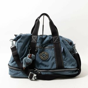 Kipling ボストンバッグ キプリング ブルー系 2WAY ショルダーストラップ チャーム 旅行 大容量 ナイロン ロゴ bag 鞄 婦人 レディース