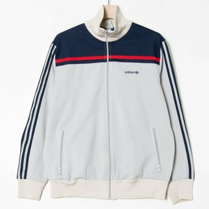 70年代 adidas アディダス サイズL ジャージ ジャケット ジップアップ ハイネック 灰色/グレー ユニセックス 古着 トップス ヴィンテージ