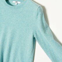 UNIQLO ユニクロ カシミヤ100％ クルーネック長袖セーター ニット トップス 定番 ベーシック シンプル 秋冬 ライトブルー 水色 S 無地_画像3