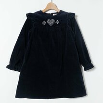 BUZZFUZZ Bebe バズファズべべ 子供服 キッズ 女の子 ノーカラーフリルワンピース 140cm 綿 フォーマル ネイビー 紺 長袖 入学式 卒園式_画像1