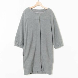 INED Ined no color coat outer long coat plain 9 wool 100% gray beautiful . casual simple autumn winter 