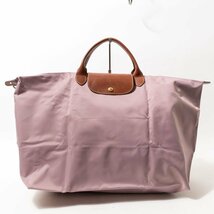 LONGCHAMP ロンシャン ル プリアージュ トートバッグ Lサイズ くすみピンク ブラウン 茶 ナイロン レザー レディース 手さげ 大容量 bag 鞄_画像1