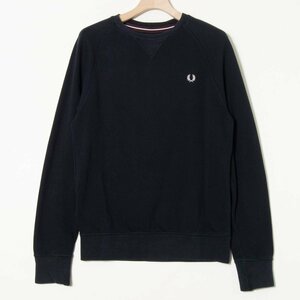 FRED PERRY フレッドペリー サイズS スウェット トレーナー ラグラン ワンポイントロゴ 紺/ネイビー コットン100％ メンズ 通年 カジュアル