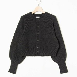 BEAMS BOY ビームス ボーイ クロップド丈 クルーネック カーディガン コットン混 ブラック 黒 レディース 婦人 女性 エルボーパッチ