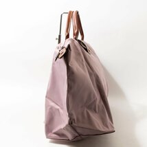 LONGCHAMP ロンシャン ル プリアージュ トートバッグ Lサイズ くすみピンク ブラウン 茶 ナイロン レザー レディース 手さげ 大容量 bag 鞄_画像4