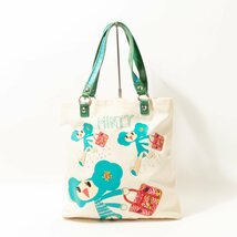 COACH POPPY コーチ ポピー キャンバス × レザー トートバッグ キナリ ホワイト グリーン 14717 MINTY ミンティー スリムトート カバン_画像1