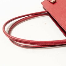 Max Mara マックスマラ トートバッグ レッド 赤 ゴールド レザー 本革 レディース 手さげ スクエア シンプル 無地 きれいめ bag 鞄 カバン_画像6