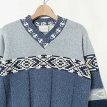 Liz Claiborne リズ クレイボーン Vネック セーター 長袖 ニット トップス PETITE P 綿 コットン ブルー系 カジュアル 秋冬_画像3