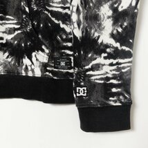 DC SHOES CO ディーシーシューズ フード付きパーカー キッズ 160cm 黒×白 タイダイ柄 防寒 厚手 冬 綿100％ スケボー ブランドロゴ刺繍_画像5