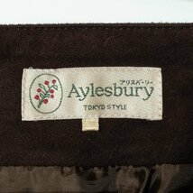 Aylesbury アリスバーリー 東京スタイル スウェード調 フレアスカート 膝丈 ブラウン ピンク 11 L レディース 花柄 刺繍 フラワー 裾レース_画像2