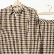 【1円スタート】Aquascutum アクアスキュータム チェック柄セットアップ ステンカラージャケット 肩パッド 膝丈スカート 秋冬 ベージュ 11_画像4