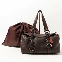 【1円スタート】COACH コーチ D063-10134 チェルシーサッチェル ハンドバッグ ダークブラウン こげ茶 シルバー レザー 本革 レディース bag_画像1