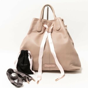 【1円スタート】Repetto レペット M0135VS アラベスク 巾着バッグ トートバッグ 婦人鞄 レザー くすみピンク レザー サテンリボン 鞄