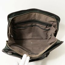 【1円スタート】PER TUTTI da INDEED インディード ビジネスバッグ ダークグリーン 深緑 シルバー レザー 本革 メンズ 手さげ 仕事 bag 鞄_画像8