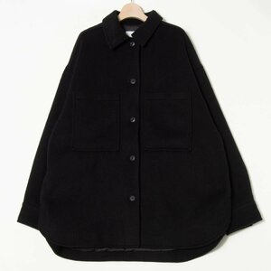 【1円スタート】STERNBERG スタンバーグ シャツジャケット アウター ウール70％ オーバーサイズ カジュアル 黒 ブラック F レディース