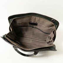 【1円スタート】PER TUTTI da INDEED インディード ビジネスバッグ ダークグリーン 深緑 シルバー レザー 本革 メンズ 手さげ 仕事 bag 鞄_画像7