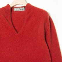 【1円スタート】ニュージーランド製 MERINO MINK キーネック長袖セーター ニット クラシカル フェミニン 秋冬 レッド 赤 XS レディース_画像3