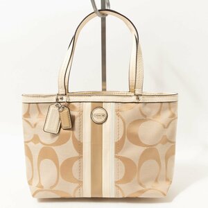 COACH コーチ シグネチャーストライプミニトートF49315 ハンドバッグ ミニバッグ ワンマイル 手持ち鞄 ベージュ系 カジュアル レディース