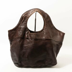 【1円スタート】CHRISTIAN PEAU クリスチャンポー ハンドバッグ ダークブラウン こげ茶 レザー 本革 レディース 手さげ シンプル bag 鞄