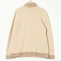 【1円スタート】Mongolian Cashmere カシミヤ100％ スタンドカラーカーディガン ニット レトロ クラシカル ミセス ベージュ 秋冬_画像2