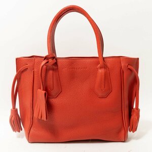 【1円スタート】LONGCHAMP ロンシャン モロッコ製 PENELOPE ペネロペ グレインレザー トートバッグ タッセル テラコッタ 綺麗め