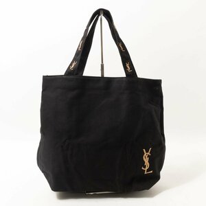 【1円スタート】Yves Saint Laurent perfume イヴサンローラン パフューム トートバッグ ブラック 黒 キャンバス レディース 手さげ bag