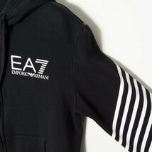 【1円スタート】EA7 EMPORIO ARMANI エンポリオアルマーニ 裏起毛スウェットフルジップパーカー ロゴプリント 秋冬 カジュアル 黒 M メンズ_画像3