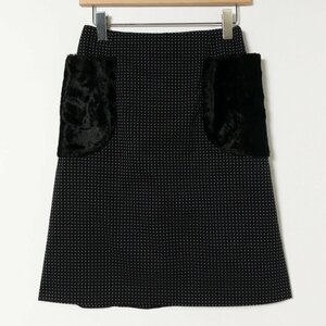 TSUMORICHISATO Tsumori Chisato trapezoid skirt 2 black dot pattern polka dot polyester cupra knee height fur pocket ei net ga- Lee 