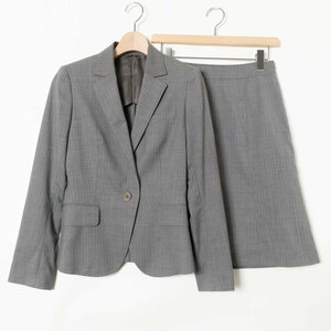 THE SUIT COMPANY she ザ スーツカンパニー シー セットアップ ストライプ柄 スーツ ジャケット 38 スカート 40 ウール グレー 綺麗め