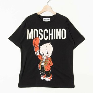 【1円スタート】メール便○ MOSCHINO モスキーノ ポーキーピッグ半袖Tシャツ チャイニーズニューイヤー2019 ルーニーテューンズ 黒 XS