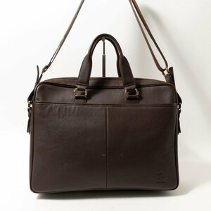 【1円スタート】BEVERLY HILLS POLO CLUB ビバリーヒルズポロクラブ ビジネスバッグ ダークブラウン こげ茶 ゴールド レザー メンズ bag 鞄