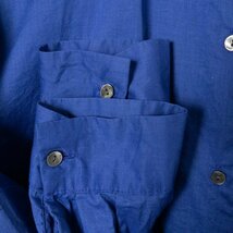 mizuiroind ミズイロインド 日本製 バックギャザーワイドシャツ 長袖 スタンドカラー 無地 綿100% コットン ブルー 青 綺麗め カジュアル_画像5