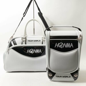 【1円スタート】未使用品 TEAM HONMA 本間ゴルフ ボストンバッグ シューズケース セット ホワイト ブラック ユニセックス 大容量 bag 鞄