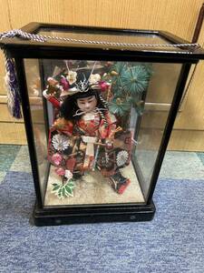 五月人形 アンティーク 昭和レトロ 飾り 置物 ガラスケース 子供の日 節句 箱入り