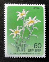 K0991　高山植物　第1集　ミヤマウスユキソウ　1984.8　60円　未使用　_画像1