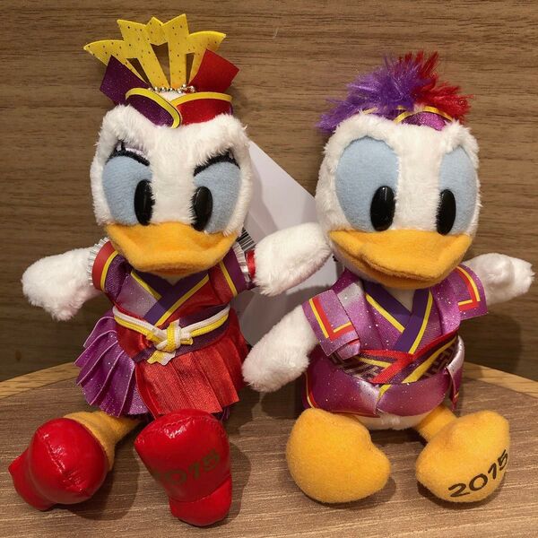 ディズニー夏祭り2015 ドナルド デイジーぬいぐるみバッジセット