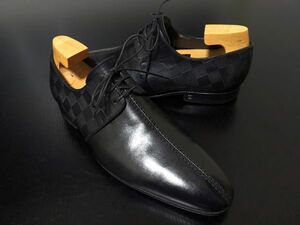 美品 ヴィトン 6.5 LOUIS VUITTON ♯ST0098 センターシーム カウンターダミエ ドレスシューズ 黒 8164