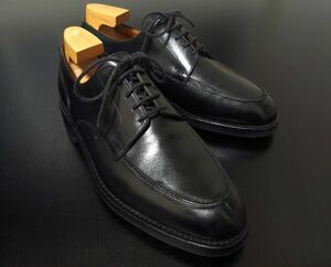 美品 クロケット＆ジョーンズ 7.5E CROCKETT&JONES 「DURHAM」Vチップ ダイナイトソール ドレスシューズ 黒 8235