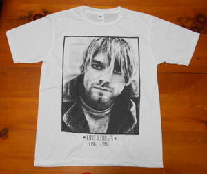 新品 【Nirvana】カートコバーン 追悼 Vintage Style プリントTシャツ 白 L // ニルヴァーナ Kurt Cobain ロックTシャツ バンドTシャツ