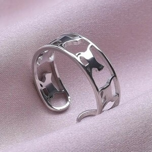 キャット 猫 シンプルデザイン 指輪 リング ファッションリング デザインリング 指飾り プレゼント シルバーカラー B2402136