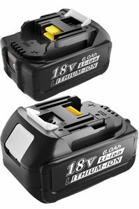 マキタ 18V 互換 バッテリー 2個セット ライト付き残量表示でき BL1860B BL1830 バッテリー 6000mAh 大容量