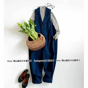 2327r y Wise Vintage Denim Salopet Общий комбинезон, снятый с синим синим силуэтом индиго, повседневный воротник, повседневный воротник