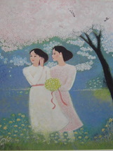 平林和子、【春の想い】、希少画集画、高級額装、さくら、新品額装付、桜_画像1